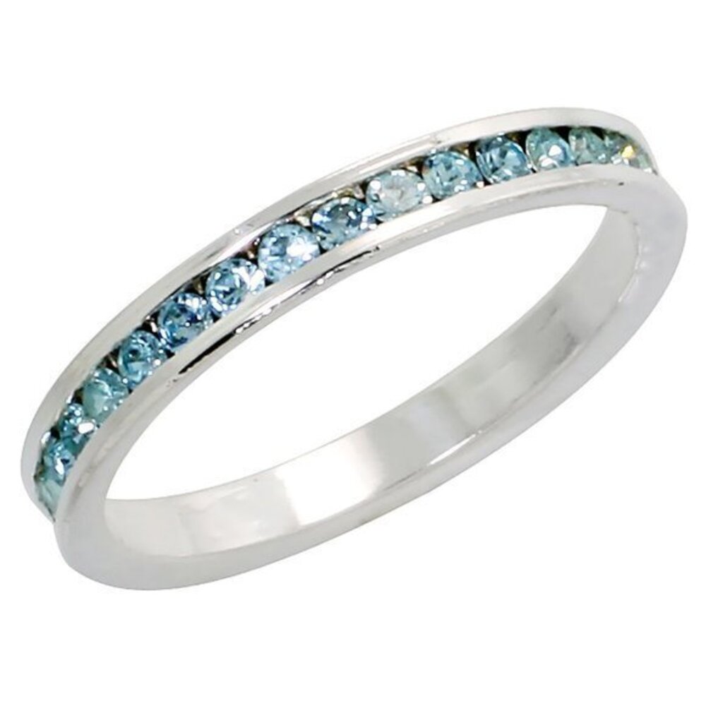 3mm Stackable Eternity Band, March Birthstone